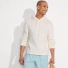 Lands’ End Men’s Textural Slub Hoodie Sweater(Ivory)