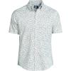 Lands’ End Men’s Traditional Fit Short Sleeve Travel Kit Shirt(Ivory/Mariner Blue Anchors)