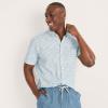 Lands’ End Men’s Traditional Fit Short Sleeve Travel Kit Shirt(Ivory/Mariner Blue Anchors)