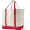 Lands’ End Open Top Canvas Tote Bag(Natural/Heritage Red)