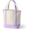 Lands’ End Open Top Canvas Tote Bag(Natural/Lavender Cloud)