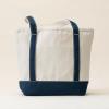 Lands’ End Open Top Canvas Tote Bag(Natural/Radiant Navy)