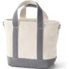 Lands’ End Open Top Canvas Tote Bag(Natural/Silver Graphite)
