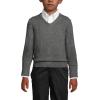 Lands’ End School Uniform Boys Cotton Modal Fine Gauge V-Neck Sweater(Coal Heather)