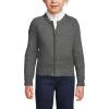 Lands’ End School Uniform Girls Cotton Modal Zip-Front Cardigan Sweater(Coal Heather)