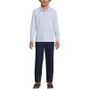 Lands’ End School Uniform Girls Long Sleeve Feminine Fit Interlock Polo Shirt(Blue)