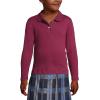 Lands’ End School Uniform Girls Long Sleeve Feminine Fit Interlock Polo Shirt(Burgundy)