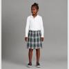 Lands’ End School Uniform Girls Long Sleeve Feminine Fit Interlock Polo Shirt(White)