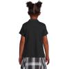 Lands’ End School Uniform Girls Short Sleeve Feminine Fit Interlock Polo Shirt(Black)