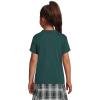 Lands’ End School Uniform Girls Short Sleeve Feminine Fit Interlock Polo Shirt(Evergreen)