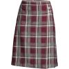 Lands’ End School Uniform Girls Solid A-line Skirt Below The Knee(Burgundy/gray Plaid)