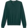 Lands’ End School Uniform Men’s Cotton Modal Fine Gauge V-Neck Sweater(Evergreen)