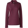 Lands’ End School Uniform Women’s Long Sleeve Feminine Fit Interlock Polo Shirt(Burgundy)
