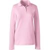 Lands’ End School Uniform Women’s Long Sleeve Feminine Fit Interlock Polo Shirt(Ice Pink)