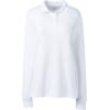 Lands’ End School Uniform Women’s Long Sleeve Feminine Fit Interlock Polo Shirt(White)
