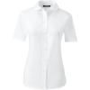 Lands’ End School Uniform Women’s Short Sleeve Peter Pan Collar Broadcloth Shirt(White)
