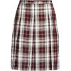 Lands’ End School Uniform Young Women’s Plaid Box Pleat Skirt Top of The Knee(Garnet/Khaki Plaid)