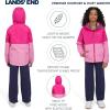 Lands’ End Unisex Kids 3-in-1 Water Resistant Windbreaker and Zip-out Polar Fleece Jacket(Rose)