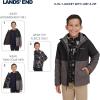 Lands’ End Unisex Kids 3-in-1 Water Resistant Windbreaker and Zip-out Polar Fleece Jacket(Smoked Pearl)