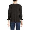 Lands’ End Women’s 3/4 Sleeve Lightweight Jersey Button Front Top(Black Terrazzo Dot)