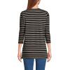 Lands’ End Women’s 3/4 Sleeve Supima Cotton Crewneck Tunic(Black/Almond Tan Breton Stripe)