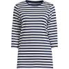 Lands’ End Women’s 3/4 Sleeve Supima Cotton Crewneck Tunic(Deep Sea Navy Even Stripe)