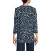 Lands’ End Women’s 3/4 Sleeve Supima Cotton Crewneck Tunic(Deep Sea Navy Multi Daisy)