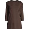 Lands’ End Women’s 3/4 Sleeve Supima Cotton Crewneck Tunic(Rich Coffee)