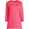 Lands’ End Women’s 3/4 Sleeve Supima Cotton Crewneck Tunic(Rouge Pink)