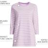 Lands’ End Women’s 3/4 Sleeve Supima Cotton Crewneck Tunic(Soft Orchid Micro Stripe)