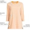 Lands’ End Women’s 3/4 Sleeve Supima Cotton Crewneck Tunic(Sweet Mango Micro Stripe)