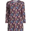 Lands’ End Women’s 3/4 Sleeve Supima Cotton Crewneck Tunic(Vivid Plum/Pink Multi Floral)