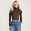 Lands’ End Women’s American-Grown Supima Cotton Fitted Long Sleeve Turtleneck(Rich Coffee)