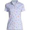 Lands’ End Women’s American-Grown Supima Cotton Polo Shirt(Blue Botanical Floral Check)