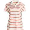 Lands’ End Women’s American-Grown Supima Cotton Polo Shirt(Living Coral Rail Stripe)