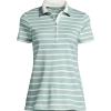 Lands’ End Women’s American-Grown Supima Cotton Polo Shirt(Misty Aqua Stripe Tipped)