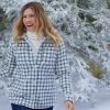 Lands’ End Women’s Anyweather Fleece Shirt Jacket(Ivory Latte Plaid)