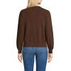 Lands’ End Women’s Cashmere Puff Sleeve Crew Neck Sweater(Dark Carob Heather)