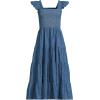 Lands’ End Women’s Chambray Smocked Dress with Ruffle Straps(Medium Indigo Chambray)