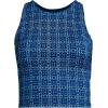 Lands’ End Women’s Chlorine Resistant High Neck Racerback Midkini Swimsuit Top(Navy Mosaic Mini Tile)