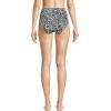 Lands’ End Women’s Chlorine Resistant Pinchless High Waisted Bikini Bottoms(Black/White Abstract Floral)