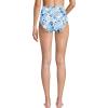Lands’ End Women’s Chlorine Resistant Pinchless High Waisted Bikini Bottoms(White Mosaic Floral Geo)