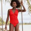 Lands’ End Women’s Chlorine Resistant Plunge X-Back Tankini Swimsuit Top(Daylily Red)