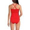 Lands’ End Women’s Chlorine Resistant Plunge X-Back Tankini Swimsuit Top(Daylily Red)
