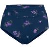 Lands’ End Women’s Chlorine Resistant Ruched Natural High Waisted Full Coverage Bikini Swim Bottoms(Deep Sea Navy Bouquet Floral)