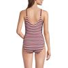 Lands’ End Women’s Chlorine Resistant Scoop Neck High Leg Tugless Tank Thin Strap One Piece Swimsuit Adjustable(Burgundy Tropic Scenic Stripe)