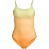 Lands’ End Women’s Chlorine Resistant Scoop Neck High Leg Tugless Tank Thin Strap One Piece Swimsuit Adjustable(Icy Mint/Orange Ombre)