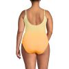 Lands’ End Women’s Chlorine Resistant Scoop Neck High Leg Tugless Tank Thin Strap One Piece Swimsuit Adjustable(Icy Mint/Orange Ombre)