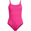 Lands’ End Women’s Chlorine Resistant Scoop Neck High Leg Tugless Tank Thin Strap One Piece Swimsuit Adjustable(Prism Pink)