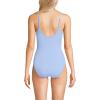Lands’ End Women’s Chlorine Resistant Scoop Neck High Leg Tugless Tank Thin Strap One Piece Swimsuit Adjustable(Soft Cloud Blue)